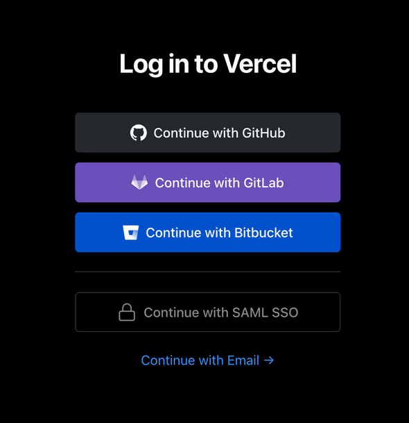 Log in to Vercel